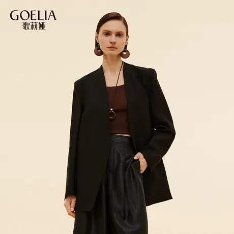 歌莉娅秋季新品香云纱无领西装（男女同款）1E3L6M27B商品大图