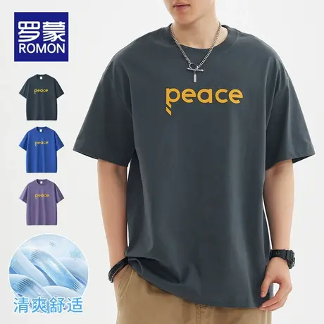 罗蒙男士短袖t恤夏季薄款2025新款潮流运动宽松休闲百搭半袖上衣商品大图