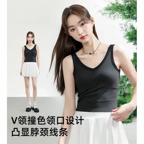 KWV真维斯吊带背心女可外穿V领撞色内搭夏显瘦2025新款无袖上衣商品大图