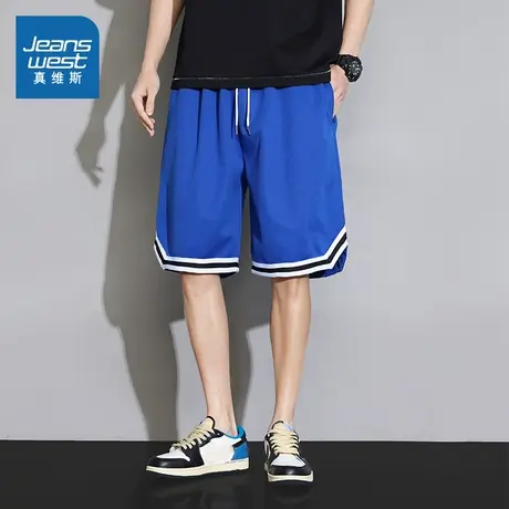 LY真维斯男装宽松薄款休闲裤 撞色百搭裤子男款运动休闲短裤图片