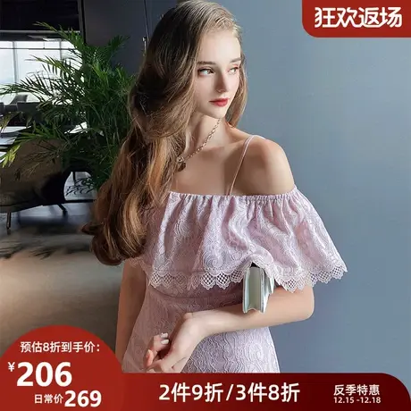 粉红大布娃娃设计感淑女蕾丝连衣裙女吊带连衣裙ins风2021新裙子图片