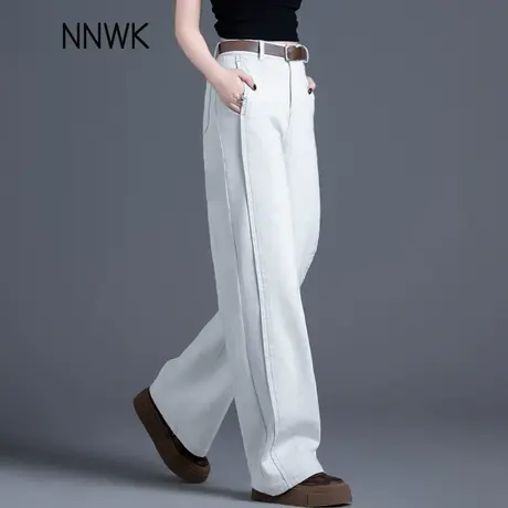 灰白色牛仔裤女2025新款今年流行爆款显瘦高腰阔腿裤女宽松直筒裤商品大图