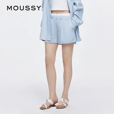 MOUSSY 2025夏季新品双腰头慵懒感条纹休闲短裤女028ISA31-0002商品大图