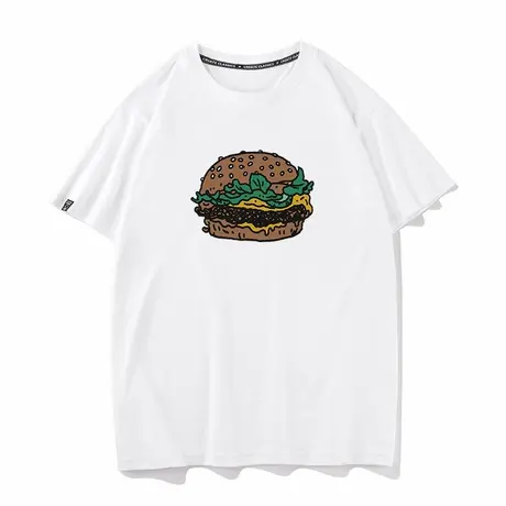 秀洛卡通汉堡图案快餐夏季短袖T恤男女半袖打底衫衣服情侣装上衣商品大图