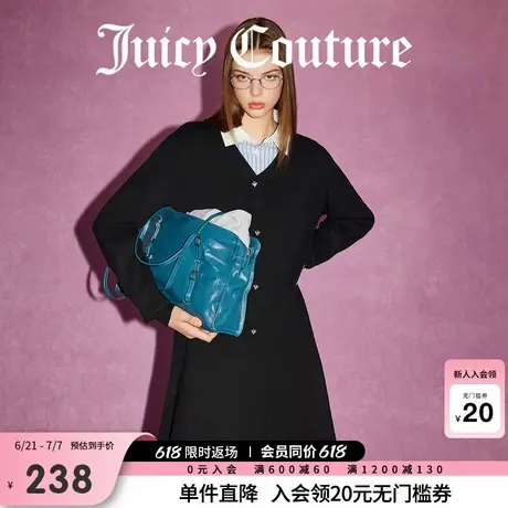 Juicy Couture橘滋春夏新款假日回忆优雅千金毛织V领长袖连衣裙女商品大图