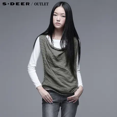 【上新】sdeer圣迪奥专柜正品休闲风女式两件套针织T恤衫3381678图片