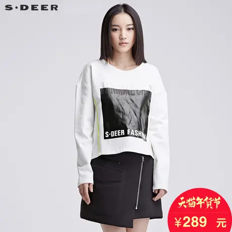 sdeer圣迪奥女装2018冬装街头酷感胶印字母短款时尚卫衣S16480245图片