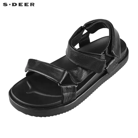 sdeer圣迪奥女装2022夏装新品简约厚底露趾黑色凉鞋S22283917图片
