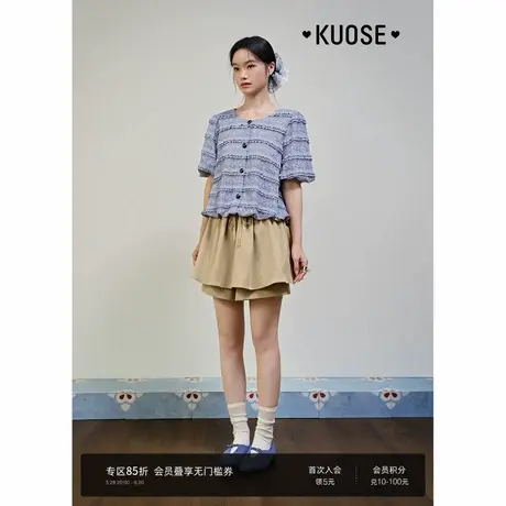 阔色卡其色半身裙裤宽松休闲裤女2025夏季新款小个子高腰短裤子商品大图