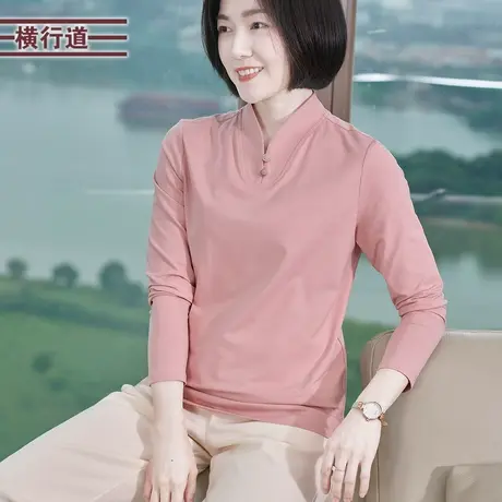 新中式国风复古立领上衣内搭外穿长袖纯色女上衣2025春装新款百搭图片