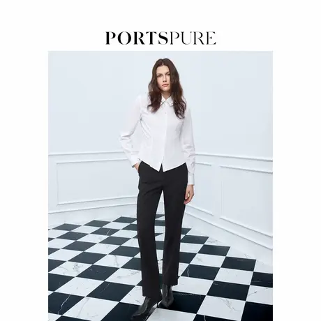 宝姿PORTSPURE女装2025夏季新品高智精英通勤羊毛精纺直筒西裤商品大图