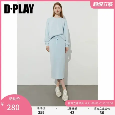 DPLAY2025年夏季新款蓝色卫衣女时尚lulu休闲圆领运动上衣长袖商品大图