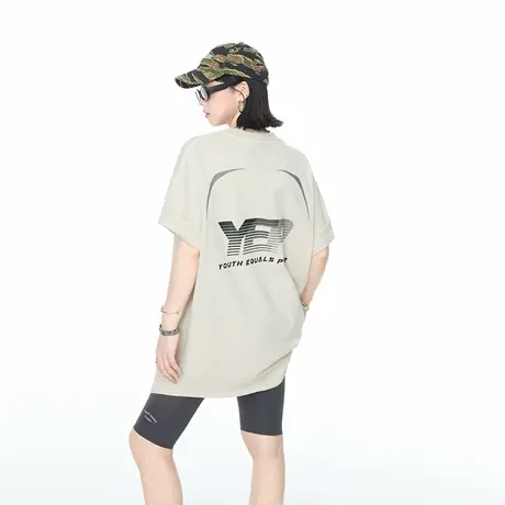 YEP2025夏季新款宽松印花短袖T恤女美式潮酷高街纯棉情侣半袖上衣图片