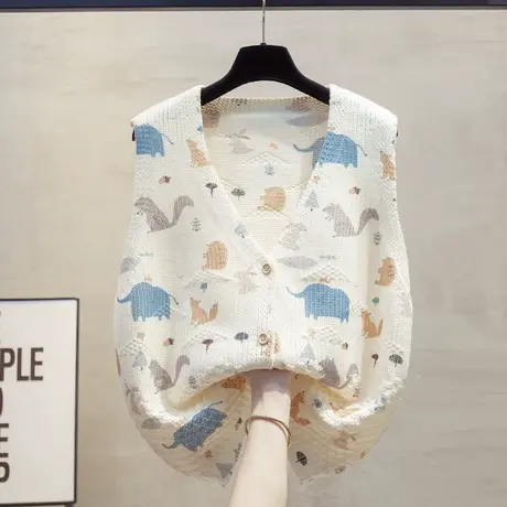 开衫v领针织马甲背心女2025春秋新款宽松外穿马夹叠穿毛衣坎肩潮商品大图