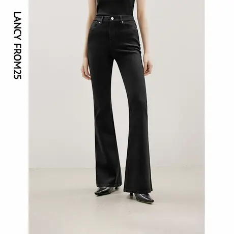 朗姿棉质复古高级感微喇裤子高腰气质时尚牛仔裤女2024年秋季新款商品大图