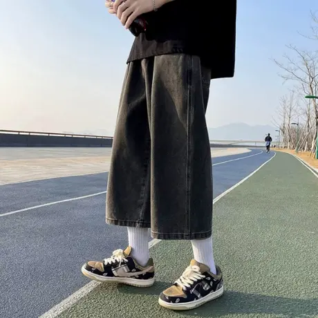 2025春夏港风新款百搭宽松休闲牛仔束脚宽松大直筒秋款牛仔八图片