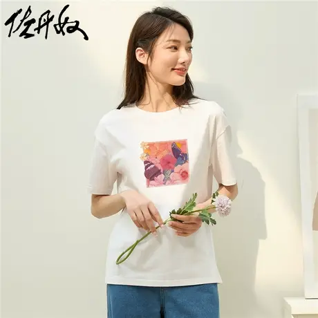 佐丹奴T恤女装印花纯棉圆领短袖T恤 69392249商品大图