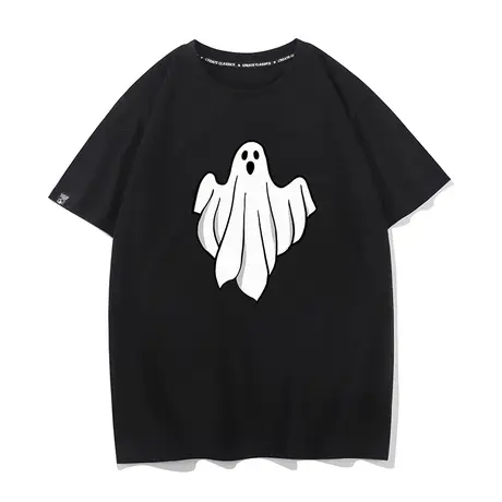 秀洛小鬼怪小恶魔ghost趣味恐怖衣服趣味短袖T恤休闲宽松圆领半袖商品大图