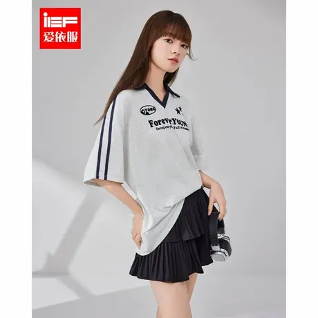 IEF/爱依服T恤2025夏季新款休闲运动女孩子气朋克甜美时尚中上衣图片