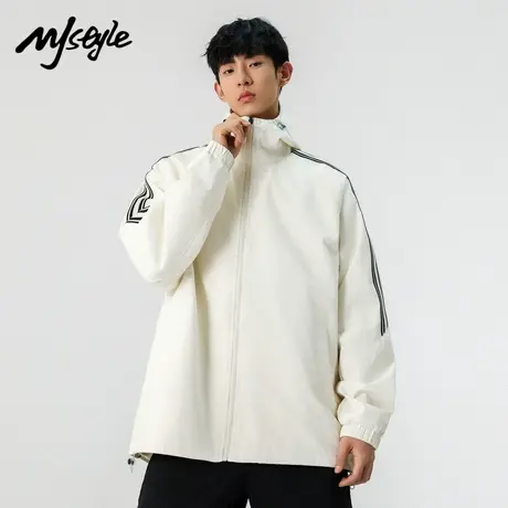 MJ STYLE连帽夹克男生2025春秋季新款条纹宽松休闲外套青少年上衣图片