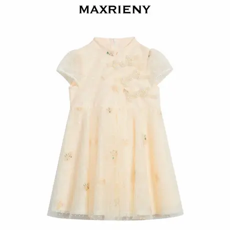 【奥莱】MAXRIENY国风新中式网纱女童连衣裙旗袍领盘扣裙童装图片