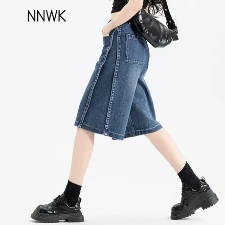 高腰牛仔短裤女2025新款夏季薄款外穿宽松阔腿五分裤复古直筒中裤商品大图