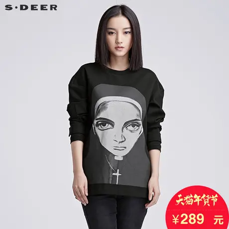 sdeer圣迪奥女装酷帅趣味人物印花上衣S16480252图片
