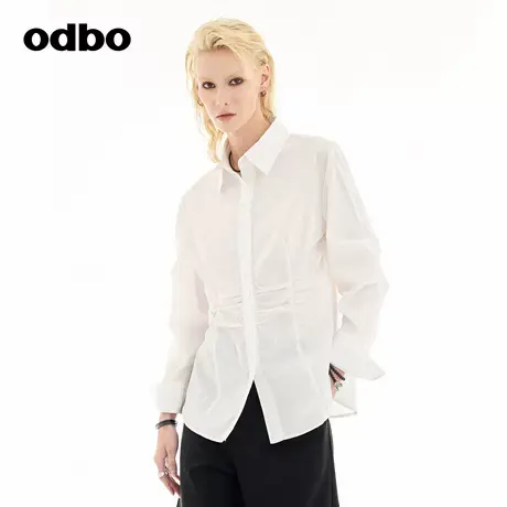 odbo/欧迪比欧优雅简约长袖衬衫2024秋冬新款休闲上衣女小众设计图片