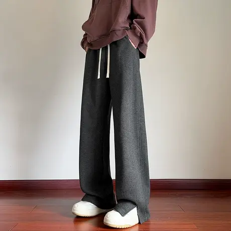 回力美式裤子男士夏季2025新款宽松开叉阔腿卫裤直筒运动休闲长裤图片