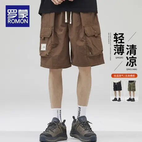 罗蒙工装短裤男士夏季2025新款冰丝凉感休闲直筒中裤潮牌五分裤子商品大图