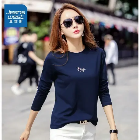 VO真维斯女装 2025秋季新款女款简约独角兽印花休闲时尚针织上衣商品大图