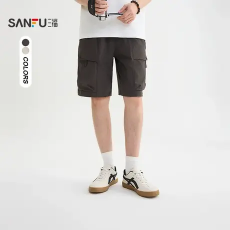 三福2025夏季男士解构工装中裤 都市宽松橡筋腰头休闲裤子503999商品大图