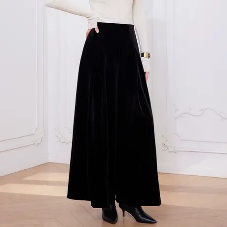 希区瑞普冬新品百搭丝绒宽松女显瘦高腰加厚加绒休闲阔腿裤图片