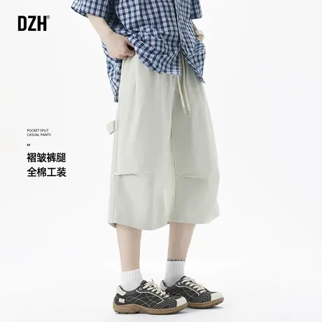 男士薄款七分裤男夏宽松伞兵工装裤子直筒宽松过膝短裤半裤八分裤商品大图