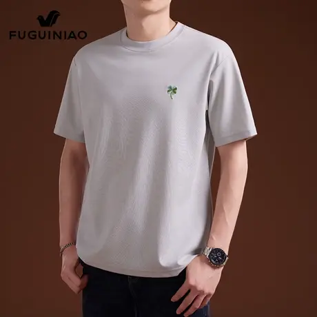 富贵鸟刺绣短袖t恤男士夏季2025年新款高级感上衣休闲圆领体恤男T图片