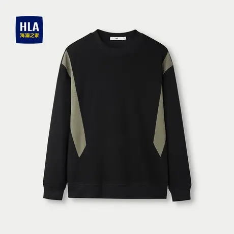 HLA/海澜之家肌理卫衣圆领撞色拼接舒适微弹时尚长袖男商品大图