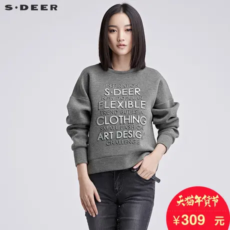 sdeer圣迪奥女装立体感街头字母宽松上衣S16480251图片