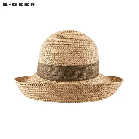 sdeer圣迪奥女装2022夏装新品休闲蝴蝶结撞色拼接遮阳帽S22283616图片