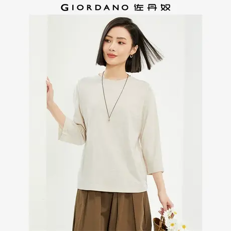 佐丹奴T恤女装竹节棉纯色七分袖圆领针织T恤 05325412商品大图