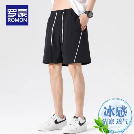 罗蒙休闲短裤男款夏薄款2025新款美式潮牌直筒宽松运动透气中裤男图片