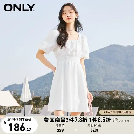 ONLY奥莱2023夏季新款时尚潮流方领泡泡袖短款连衣裙女商品大图