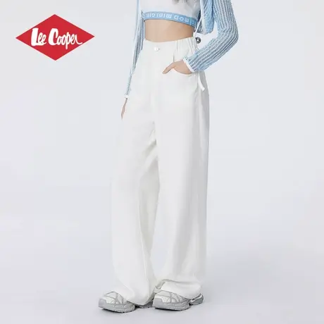 Lee Cooper春夏季白色阔腿牛仔裤女2025慵懒风宽松直筒垂感拖地裤图片