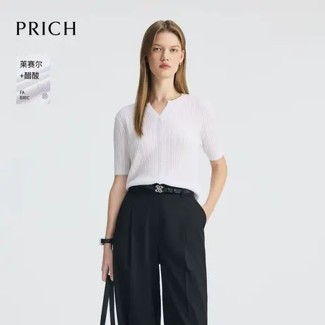 【超能小太阳】【莱赛尔+醋酸】PRICH水滴领条纹针织衫2025夏新款图片