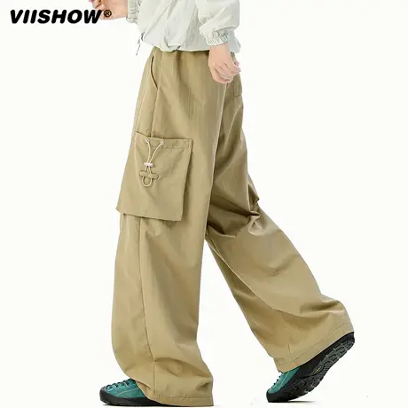 VIISHOW美式大口袋速干工装裤男秋季新款潮牌宽松休闲运动阔腿裤商品大图