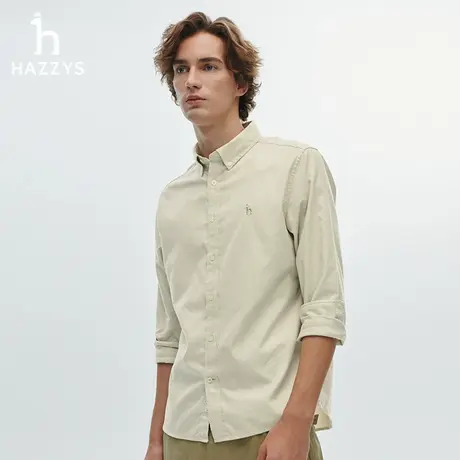 【时尚千鸟格】Hazzys哈吉斯秋季通勤潮流衬衣舒适棉质长袖衬衫男商品大图
