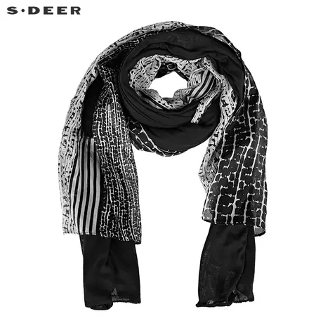 sdeer圣迪奥个性撞色印花拼接围巾S20383764图片