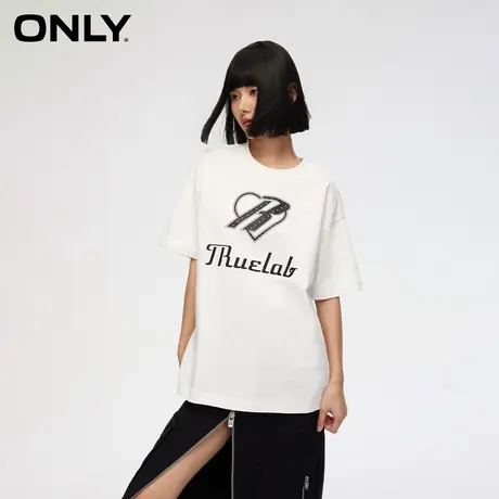 ONLY奥莱休闲百搭宽松基础款圆领印花T恤女图片