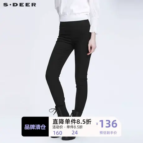 sdeer圣迪奥女装时尚松紧打底鲨鱼紧身长裤S22180801图片