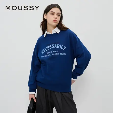 MOUSSY 夏季新品学院风撞色字母印花圆领卫衣女028HAA90-2811图片