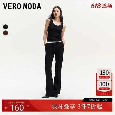 Vero Moda休闲裤女2024秋季新款时尚高腰喇叭休闲显瘦通勤长裤商品大图